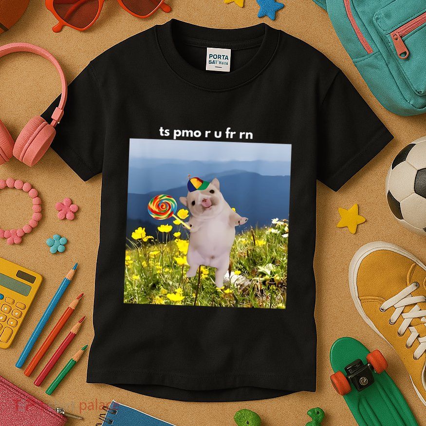 Silly Dog With Lollipop Meme Gen Z Brainrot Slang Meme Kids T-Shirt