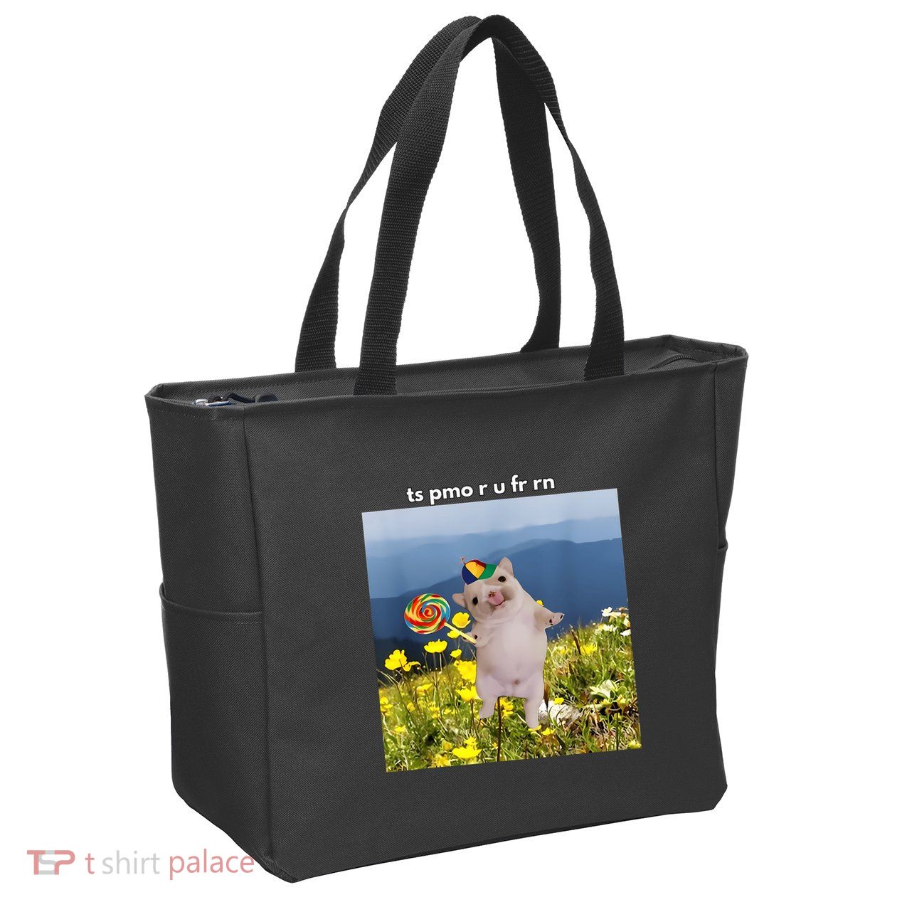 Silly Dog With Lollipop Meme Gen Z Brainrot Slang Meme Zip Tote Bag