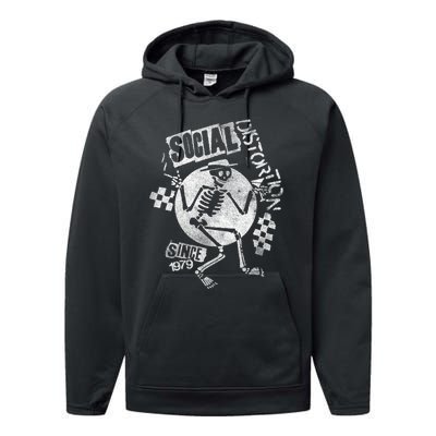 Social Distortion White Spray Skelly Performance Fleece Hoodie