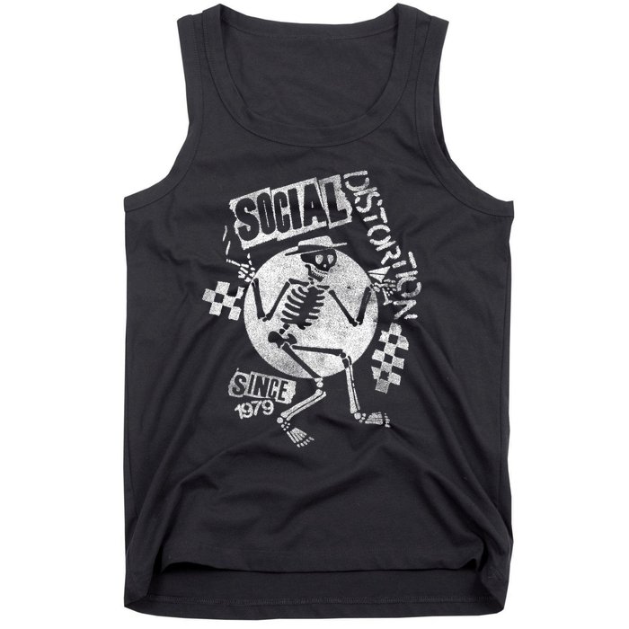 Social Distortion White Spray Skelly Tank Top