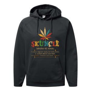 Skuncle Definition Weed Gifts For Uncle,Marijuana Leaf Stoner Uncle Performance Fleece Hoodie