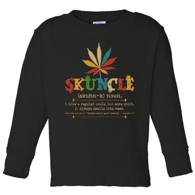 Skuncle Definition Weed Gifts For Uncle,Marijuana Leaf Stoner Uncle Toddler Long Sleeve Shirt