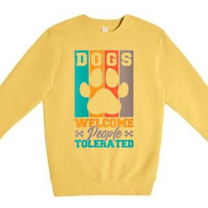 S Dogs Welcome People Tolerated V Neck Premium Crewneck Sweatshirt