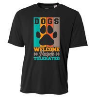 S Dogs Welcome People Tolerated V Neck Cooling Performance Crew T-Shirt