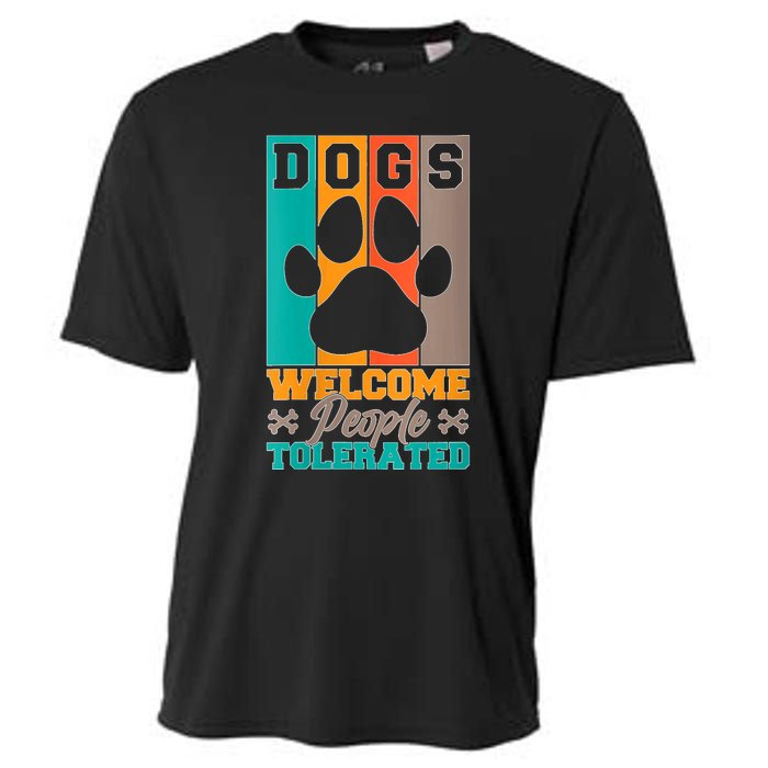 S Dogs Welcome People Tolerated V Neck Cooling Performance Crew T-Shirt