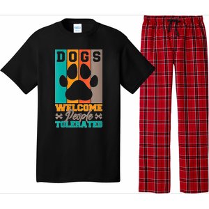 S Dogs Welcome People Tolerated V Neck Pajama Set