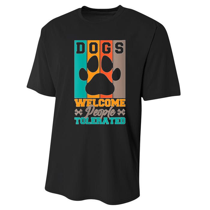 S Dogs Welcome People Tolerated V Neck Performance Sprint T-Shirt