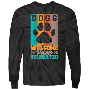 S Dogs Welcome People Tolerated V Neck Tie-Dye Long Sleeve Shirt