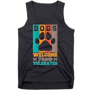 S Dogs Welcome People Tolerated V Neck Tank Top