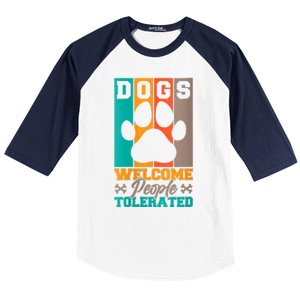 S Dogs Welcome People Tolerated V Neck Baseball Sleeve Shirt