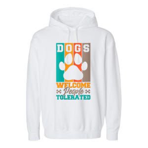 S Dogs Welcome People Tolerated V Neck Garment-Dyed Fleece Hoodie