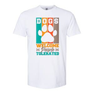 S Dogs Welcome People Tolerated V Neck Softstyle CVC T-Shirt