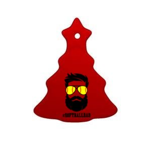 Softball Dad With Beard And Cool Sunglasses Cute Gift Ceramic Tree Ornament