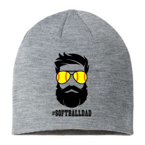 Softball Dad With Beard And Cool Sunglasses Cute Gift Sustainable Beanie