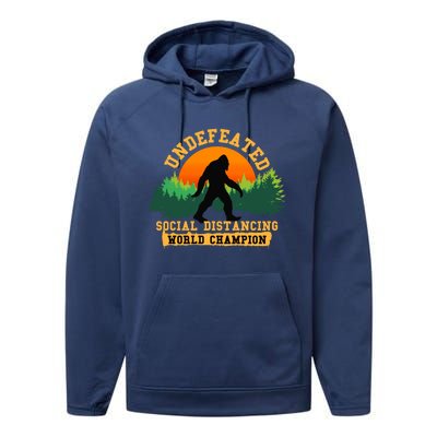 Social Distancing World Champion tee Funny Bigfoot tee Performance Fleece Hoodie