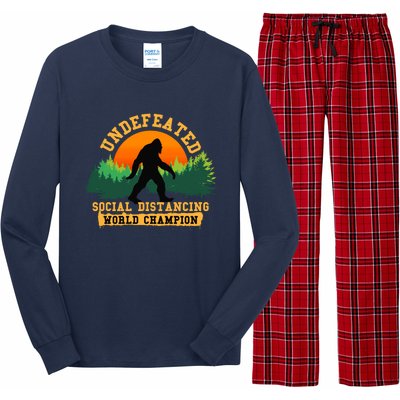 Social Distancing World Champion tee Funny Bigfoot tee Long Sleeve Pajama Set