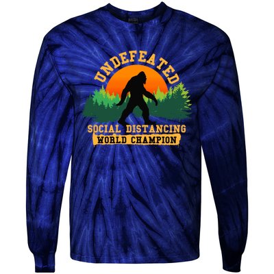 Social Distancing World Champion tee Funny Bigfoot tee Tie-Dye Long Sleeve Shirt