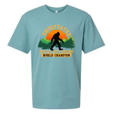 Social Distancing World Champion tee Funny Bigfoot tee Sueded Cloud Jersey T-Shirt