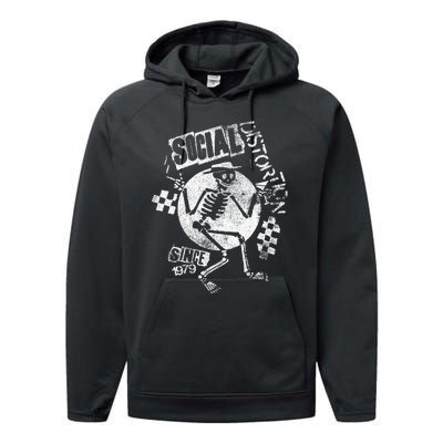 Social Distortion White Spray Skelly Performance Fleece Hoodie