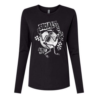 Social Distortion White Spray Skelly Womens Cotton Relaxed Long Sleeve T-Shirt