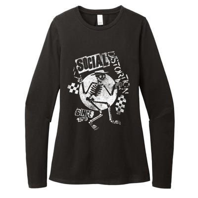 Social Distortion White Spray Skelly Womens CVC Long Sleeve Shirt