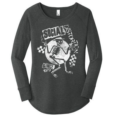 Social Distortion White Spray Skelly Women's Perfect Tri Tunic Long Sleeve Shirt