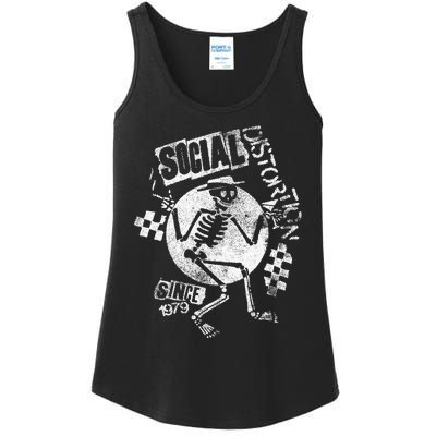 Social Distortion White Spray Skelly Ladies Essential Tank