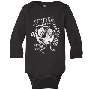 Social Distortion White Spray Skelly Baby Long Sleeve Bodysuit