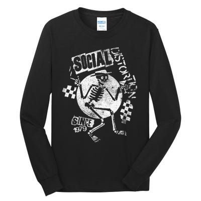 Social Distortion White Spray Skelly Tall Long Sleeve T-Shirt