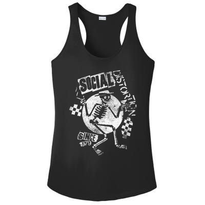 Social Distortion White Spray Skelly Ladies PosiCharge Competitor Racerback Tank