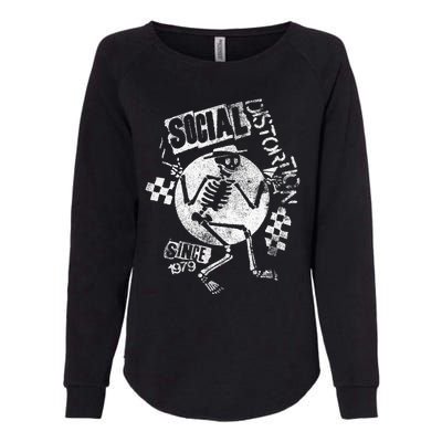 Social Distortion White Spray Skelly Womens California Wash Sweatshirt