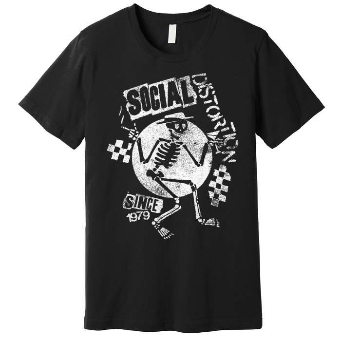 Social Distortion White Spray Skelly Premium T-Shirt