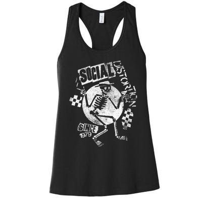 Social Distortion White Spray Skelly Women's Racerback Tank