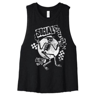 Social Distortion White Spray Skelly Women's Racerback Cropped Tank