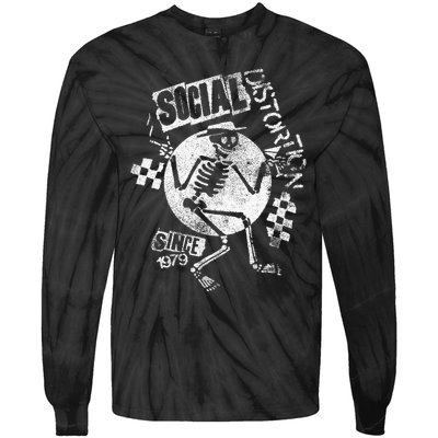 Social Distortion White Spray Skelly Tie-Dye Long Sleeve Shirt