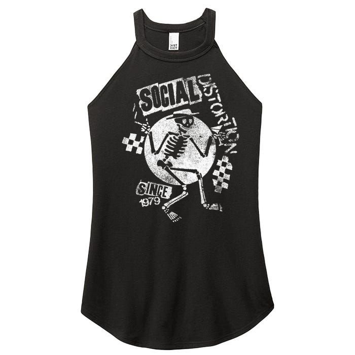 Social Distortion White Spray Skelly Women's Perfect Tri Rocker Tank