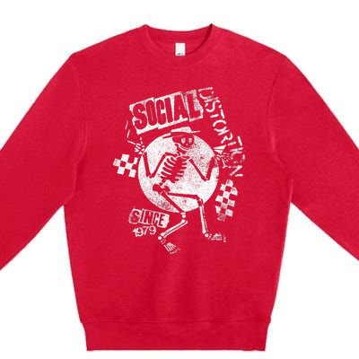 Social Distortion White Spray Skelly Premium Crewneck Sweatshirt