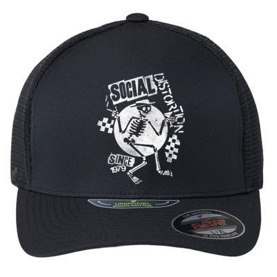 Social Distortion White Spray Skelly Flexfit Unipanel Trucker Cap