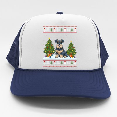 Schnauzer Dog Xmas Tree Light Funny Ugly Christmas Cool Gift Trucker Hat