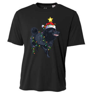 Schipperke Dog Xmas Lighting Tree Santa Schipperke Christmas Sweatshirt Cooling Performance Crew T-Shirt