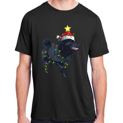 Schipperke Dog Xmas Lighting Tree Santa Schipperke Christmas Sweatshirt Adult ChromaSoft Performance T-Shirt