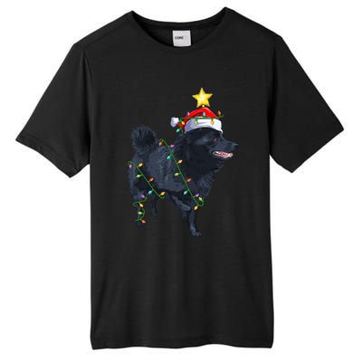 Schipperke Dog Xmas Lighting Tree Santa Schipperke Christmas Sweatshirt Tall Fusion ChromaSoft Performance T-Shirt