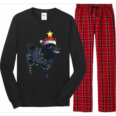 Schipperke Dog Xmas Lighting Tree Santa Schipperke Christmas Sweatshirt Long Sleeve Pajama Set