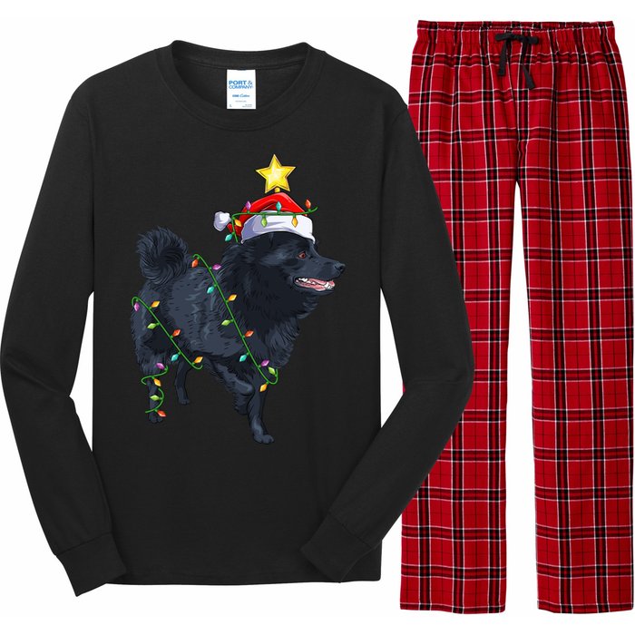 Schipperke Dog Xmas Lighting Tree Santa Schipperke Christmas Sweatshirt Long Sleeve Pajama Set