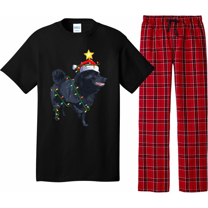 Schipperke Dog Xmas Lighting Tree Santa Schipperke Christmas Sweatshirt Pajama Set