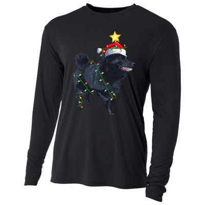 Schipperke Dog Xmas Lighting Tree Santa Schipperke Christmas Sweatshirt Cooling Performance Long Sleeve Crew