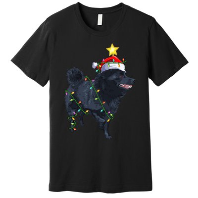 Schipperke Dog Xmas Lighting Tree Santa Schipperke Christmas Sweatshirt Premium T-Shirt