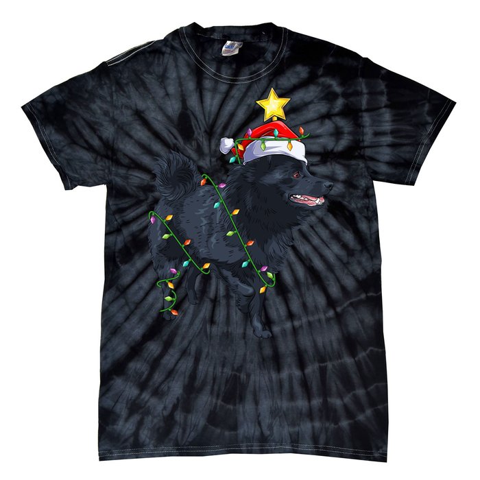 Schipperke Dog Xmas Lighting Tree Santa Schipperke Christmas Sweatshirt Tie-Dye T-Shirt