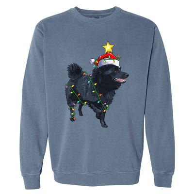 Schipperke Dog Xmas Lighting Tree Santa Schipperke Christmas Sweatshirt Garment-Dyed Sweatshirt