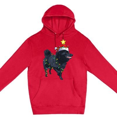 Schipperke Dog Xmas Lighting Tree Santa Schipperke Christmas Sweatshirt Premium Pullover Hoodie